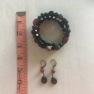 Beaded bracelet and matching earrings
